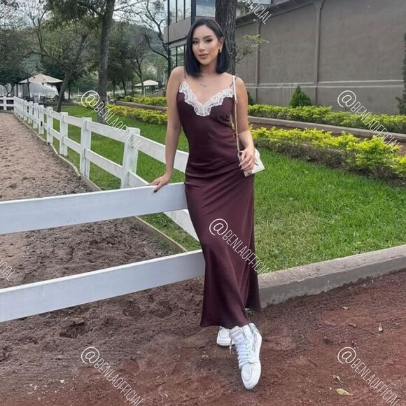 NWT ZARA LACE SLIP DRESS ZW COLLECTION satin silk maxi dress Lingerie Burgundy - Picture 10 of 16